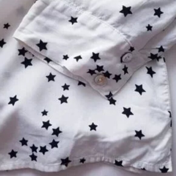 Women's JUST LIVING Ivory & Black Star-Print Collared Button-Down Top Blouse - Picture 7 of 10